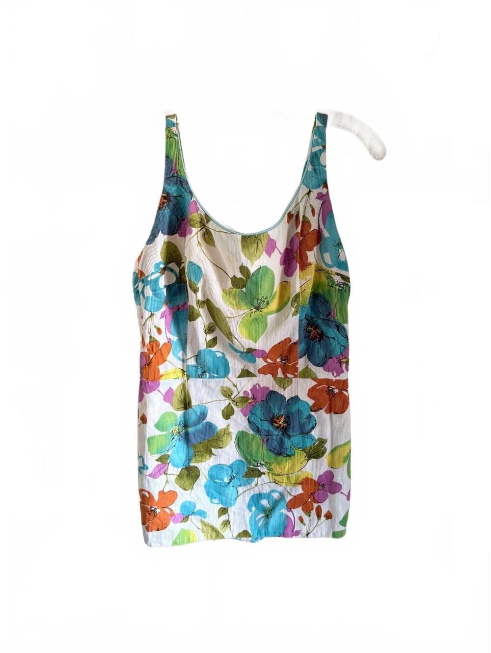 Vintage Floral Print Skirted Swimsuit with Built-in Bra Support